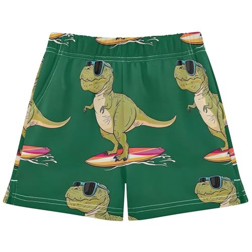 Girls Dinosaur Lounge Shorts Cute Green Animal Print Athletic Summer Comfy Youth Pajama Activewear, X-Small
