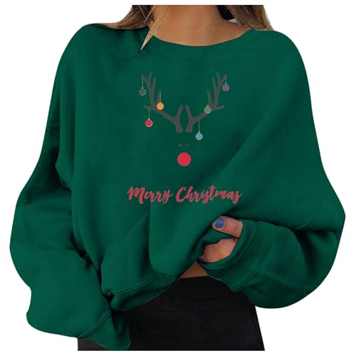 Weihnachten Sweatshirt Damen Weihnachts Pullover Elch Drucken...