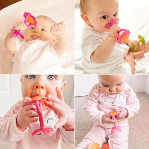 Image of Innobaby Original Teethin' Smart EZ Grip Flower Teether Rattle and Sensory Toy for Babies and Toddlers. BPA Free Teether