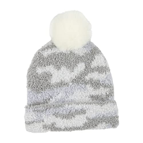 Mud Pie Girls Camo Chenille Hat, White, One Size