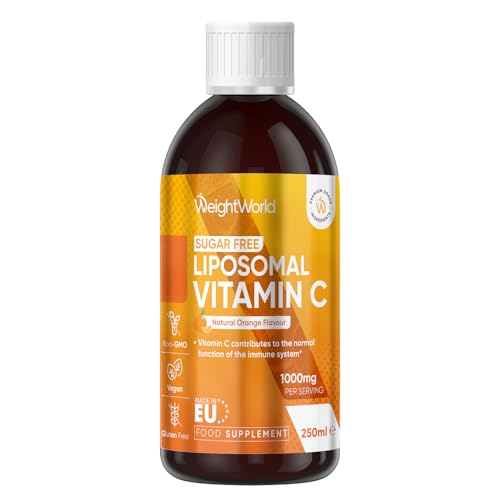 Liposomal Vitamin C Liquid - 250ml - Natural Orange Flavour - Sugar-Free & Gluten-Free - 1000mg per Serving - Easy-to-Absorb Sodium-L-Ascorbate Form - Non-GMO & Vegan-Friendly VIT C Supplements