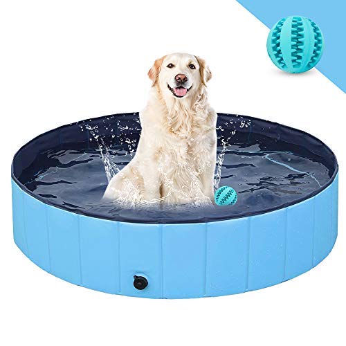 Kinderbad voor huisdieren en kinderen, BESEKEE Opvouwbare honden Zwembad Zwembad Badkuip Antislip Kinderbalkuilen Kids Paddling Badbad, Gift met Hond Speelgoed Bal (S(80 * 20cm) )