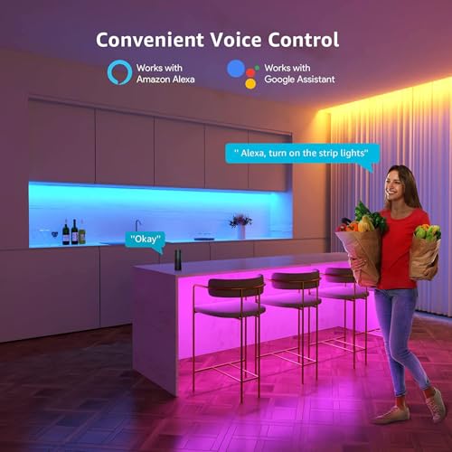 Lepro Smart RGB LED Strip Light 5M, Music Sync, Works with Alexa and Google Assistant, Smart Life App, Remote and Voice Control, Colour Changing LED Lights for Bedroom Party Home Decor