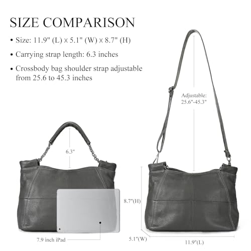 Image of Genuine Leather Women Handbags and Purses Designer Medium Tote Bag Fashion Shoulder Crossbody Satchel Hobo Bag