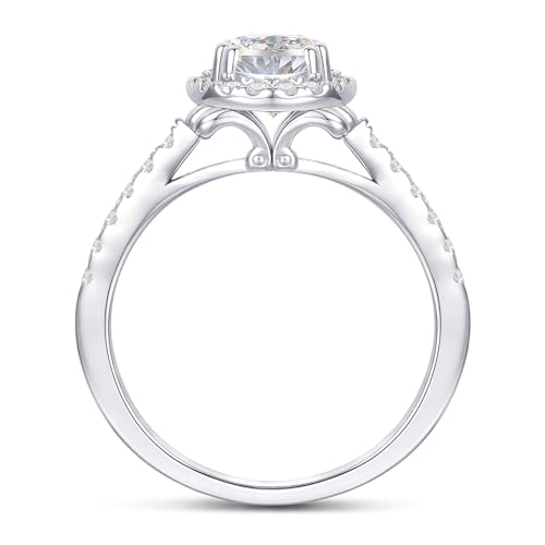 14K Moissanite Engagement Rings, 1.5ct Oval Cut Moissanite Ring, 14K Gold Engagement Rings, 14K Halo Moissanite Rings for Women3