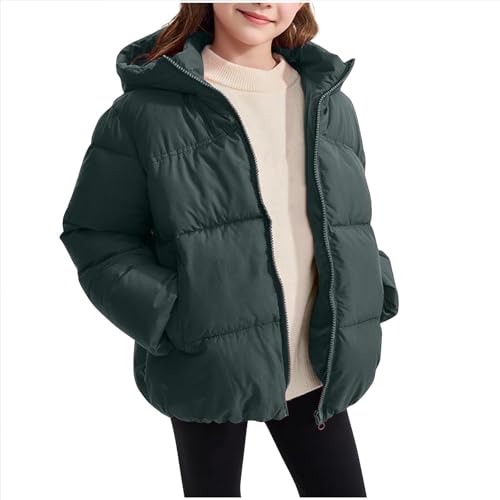 Kids Oversized Jacket Girls Boys Hooded Zip Up Winter Warmth Outerwear Comfortable Thick Outdoor Coat with Pockets