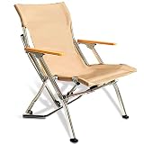 doubob Camping Chair Folding Beach Lawn Portable Chairs Outdoor Chair with Wood Armrest,Ultralight A