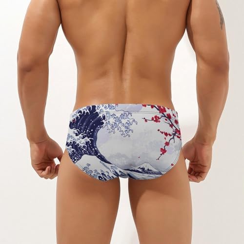 Japanese Great Wave Cherry Novelty Men's Brief Swimwear Pants Swimming Trunks Beach Shorts Underwear2