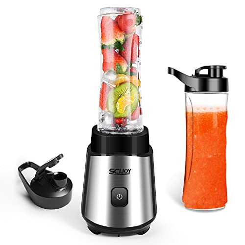 SCIJOY Mixer Smoothie Maker, Standmixer mit 2 BPA-Freien 600ml Tritan Mixbechern, Einfach zu...