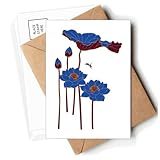 Tamaño: 14,6 cm x 9,8 cm Sobres de tarjetas postales en blanco con flor de loto y libélula, color azul