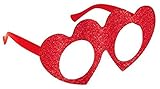 Amscan Valentine Glitter Red Heart Eyeglasses | Party Accessory