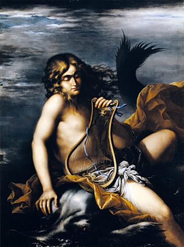 Héron sur dauphin Salvator Rosa affiche toile, habillage grand mur vide 60x90cm
