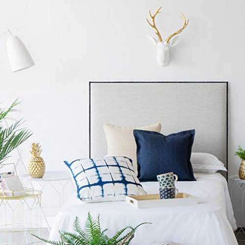 Cabecero Cama Madera Tapizado Tela Acolchado Color Beige - Cabezal Dormitorio Matrimonio / Individual Borde Cosido - Desenfundable Lavable Antimanchas y Antiácaros - APOYA EN SUELO - 100*110*5cm Cover