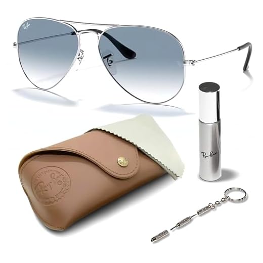 Ray-Ban Óculos de sol RB3025 AVIATOR GRADIENT em forma de piloto para homens e mulheres com kit oficial RAYBAN Eyewear, Armação prateada polida | Lente gradiente azul claro, 62 mm