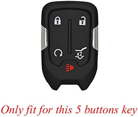 Btopars 2pcs Silicone 5 Button Smart Key Fob Cover Remote Keyless Entry Bag Compatible with GMC 2017 2018 2019 2020 Acadia 2018 2019 2020 Terrain 2019 2020 Sierra 13584502 Black Red