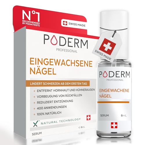 PODERM - EINGEWACHSENE GEKRÜMMTE NÄGEL | Rein pflanzliche Behandlung| Beruhigt, lindert, nährt und revitalisiert | Professionelle Fuß- und Handpflege | Einfach & schnell | Swiss Made
