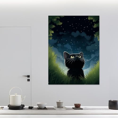 Impressions de Chat Art Mural Célèbres Chats Noirs pour Ambiance Poétique