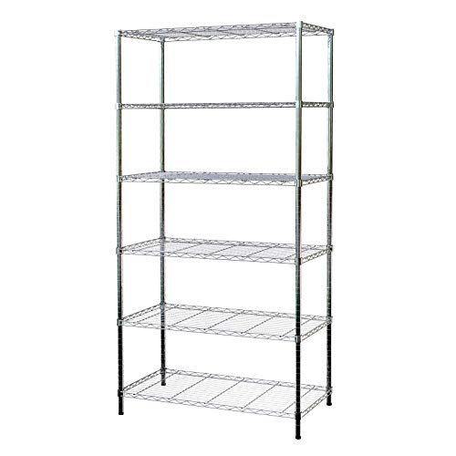 Image of Callas Heavy-Duty 6-Tier Height Adjustable Rack, Chrome, Load Capacity 125 KG per Shelf (Chrome 90 x 35 x 180 cm)