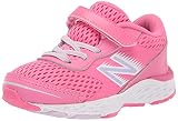 New Balance Kid's 680 V6 Hook and Loop Running Shoe, Sporty Pink/Astral Glow, 4 Infant