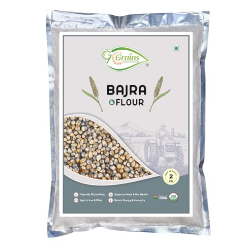 Image of Organic Bajra flour (2kgs) For Eating And Cookings|Pearl Millet Flour | Produce of India from Organic Farms By G7 Grains