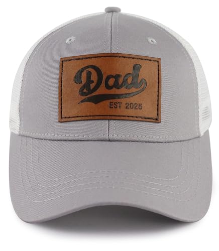 Image of Dad Est 2025 Trucker Hat for Men, Adjustable Leather New Daddy Gifts Baseball Cap