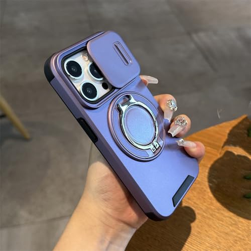 Étui de protection d'objectif pour iPhone 12 avec support anneau et coque antichoc violet
