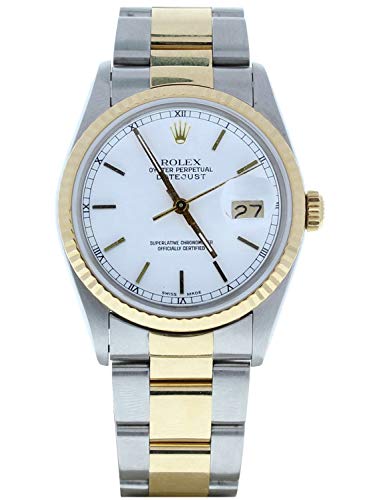Rolex Men's Datejust Model 16233 Steel & 18k Gold Oyster Band White Stick Dial (Certified Preowned)