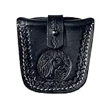 warreplica Slingshot Ammo Pouch for 9mm .22Lr .38 Hunting Leather Ammo Belt Storage|Slingshot Ammo Holder Bag Storage Gun Ammo Case Black w/Belt Loop & Metal Closure Ammunition Pouch for Hunting