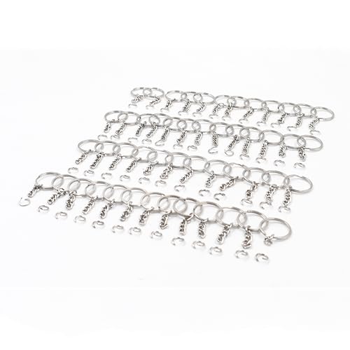Image of IVEI DIY Keychain Rings with Open Jump Rings for Craft | Metal Split Keyring of 25mm | Set of 50 for Jewlery, Charms and Purse Making | Craft Essentials for Small Businesses (Keychain Rings Set 50)