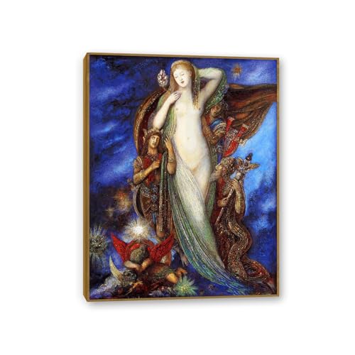 Peinture sur toile Gustave Moreau Hélène Glorifiée cadre en teck