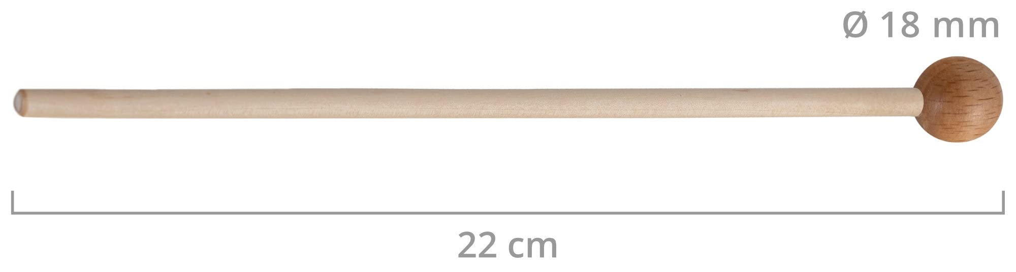 Classic Cantabile MG2218W Bacchette per Glockenspiel 10 Paia | Testa tonda in legno di faggio, Manico in acero, Lunghezza totale: 22 cm, Diametro testa: 18 mm, Diametro manico: 6 mm