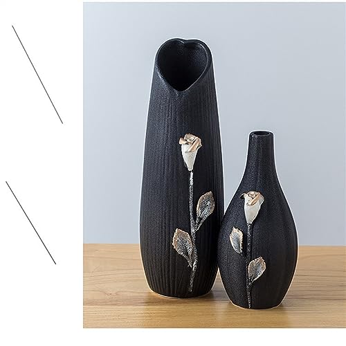 Vases en céramique simples bouteilles d'aromathérapie artisanat noir - 8