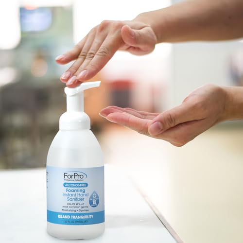 Image of ForPro Alcohol-Free Foaming Instant Hand Sanitizer, 20 Fl Oz (Pack of 6) - Moisturizing, Dye-Free Formula, Island Tranquility Scent