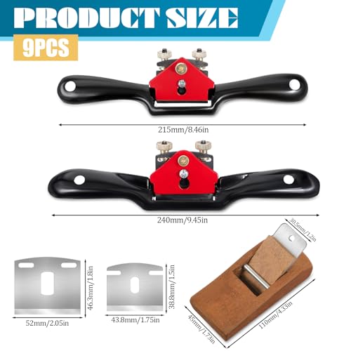 2pcs Adjustable SpokeShave with Flat Base 6pcs Metal Blade 1pcs Wood Hand Plane Home Woodworking for Wood Craft Working, Woods Craver - Image 2