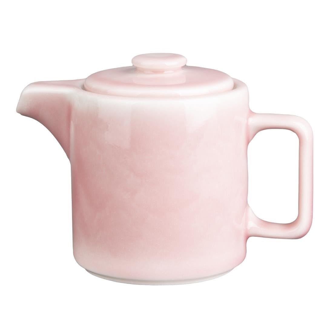 Olympia Fondant Tea Pots Pink, 450ml (2 Pack) - with Stainless Steel Tea Infuser Basket, Dishwasher Safe CU457