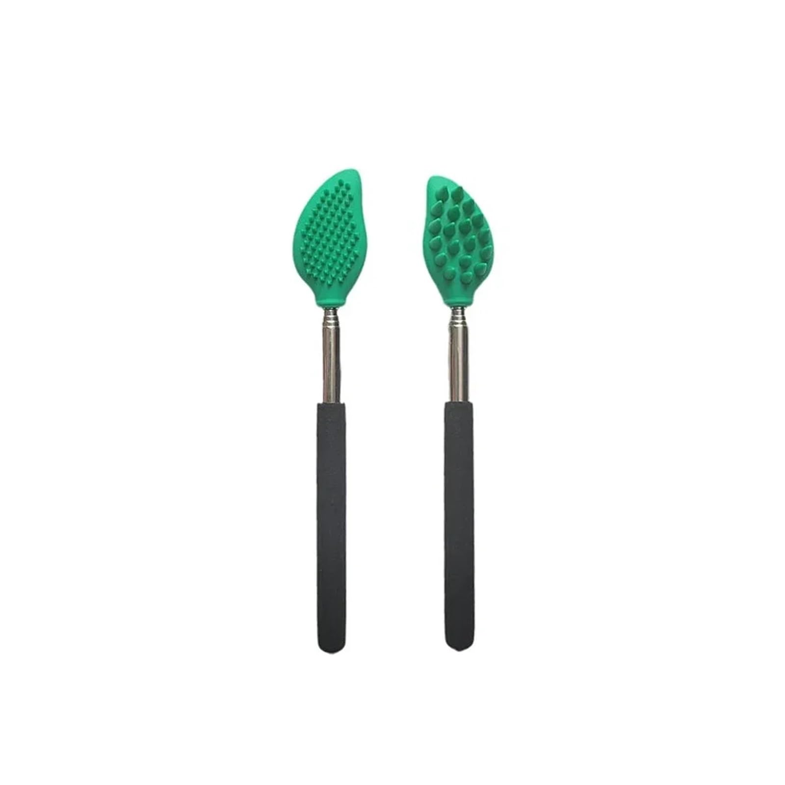 Scovolini 2Pcs Itch Scraper Massager Tool Silicone Massage Brush Telescopic Back Scratcher Cleaning Scrubber Extendable(Green)