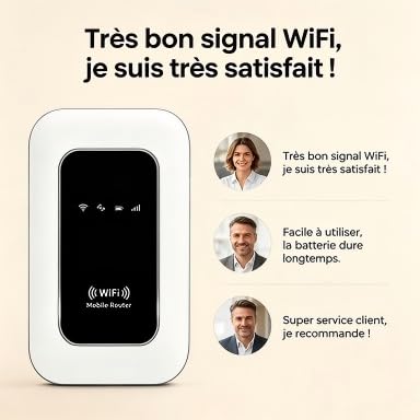 Modem WiFi Portable 5G/4G sans Abonnement, Routeur Mobile Déverrouillé Multi-Opérateurs Haut Débit