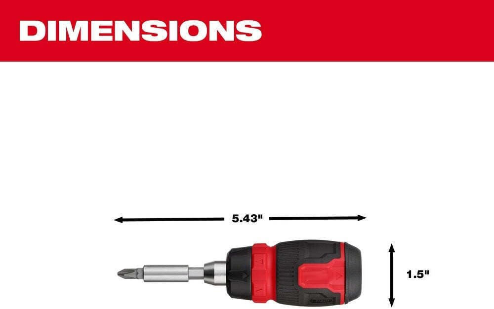 Multi-Bit Screwdriver, For Milwaukee 48-22-2913 8-in-1 Ratcheting Compact Multi-Bit Screwdriver(Size:5.43 x 1.5 x 1.5 in), Red,black