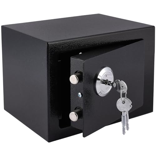 Sevico Tresor Safe Groß, Tresor mit Schlüssel Möbeltresor mit Schloss, Wandtresor für Zuhause, Geschäft, Büro, Hotel, Geld, Dokument, Schmuck, Reisepass 17x23x17cm