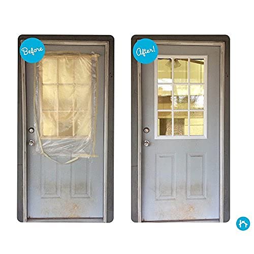 Odl Entry Door Glass Replacement For Home Improvement - 24" X 38" Exterior Or Front Door Inserts Glass Kit With Energy Efficient Low-E Double Pane Tempered Clear Glass - Tan Frame In 9 Grid Pattern #TOP2