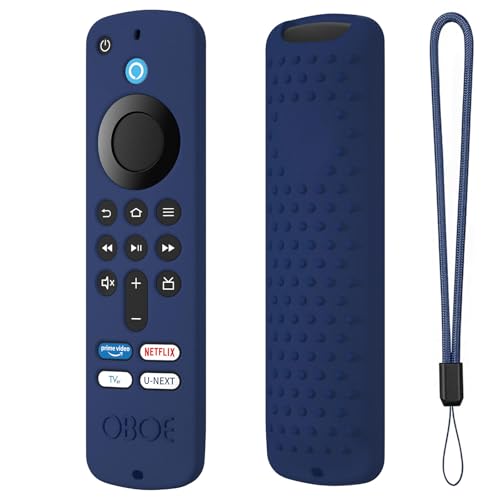 Oboe Silicone TV Remote Cover 'Compatible with' All New Fire TV Stick 4k & Fire Tv Stick HD Remote 2025 Model Protective Case with Lanyard (Dark Blue) [Remote NOT Included]