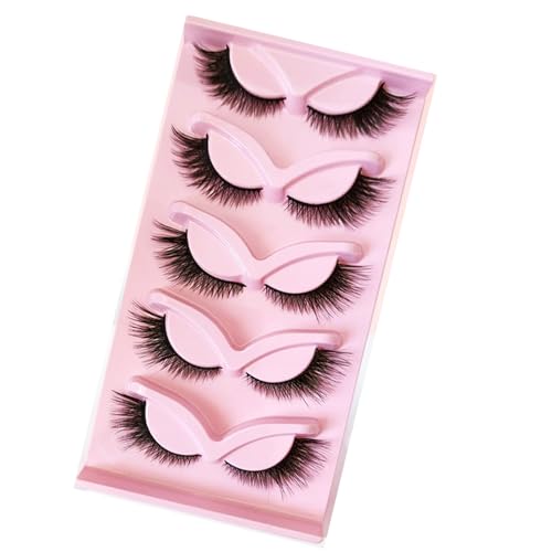 Künstliche Wimpern Katzenauge 5 Paar, Halbe Wimpern, Natürlicher Look Cat Eye Handgemacht Wispy (#1)