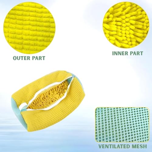 Image of Yellow Weaves Shoe Washing Machine Bag | 360 Deep Cleaning Shoes Laundry Bag with Zipper | Reusable, shoe Washer, Microfiber Protective Pouch for Toys, Sneakers & Slippers, Pack of 1 (Yellow)