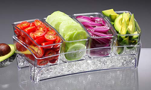 Prodyne Acrylic SB-6 Condiment Bar On Ice, Clear