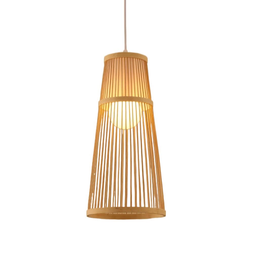Lámpara colgante de bambú natural estilo zen industrial E27 para comedor 6