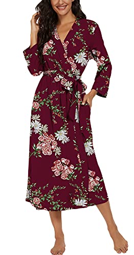 Image of VINTATRE Women Robes Long Knit Bathrobe Lightweight Soft Bath Robe with Pockets