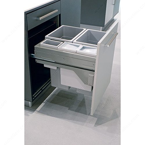 E-Cargo Recycling Centers, Total Capacity 90.5 l, Width 562 to 568 mm, Bin Quantity 4, Bin Capacity 1 x 12 liters / 1 x 2.5 liters / 2 x 38 liters