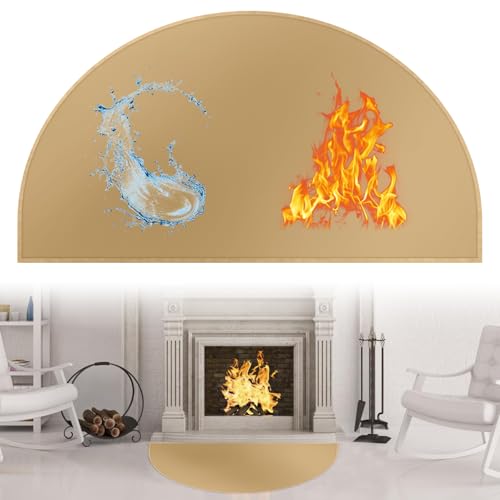 Behogan Tapis de cheminée ignifuge : 61 x 104 cm en fibre de verre Tapis ignifuge, tapis de protection contre le feu semi-circulaire, tapis de cuisinière semi-circulaire, tapis ignifuge, tapis de