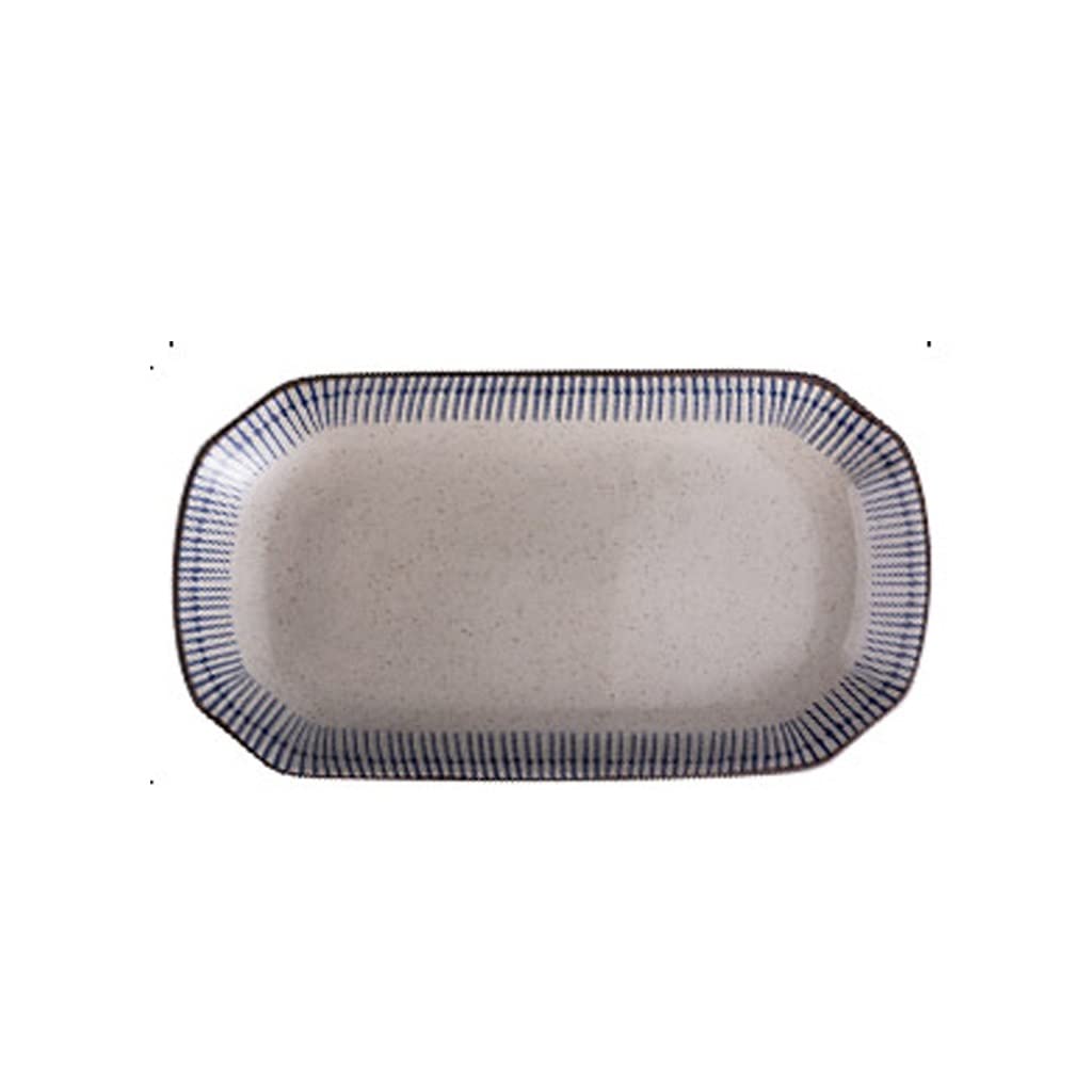 Insalatiera Piatto da pranzo Ristorante Piatto in ceramica Piatto rettangolare da 12 pollici con doppio orecchio for uso domestico 2 pezzi Forniture Per La Cucina(B)