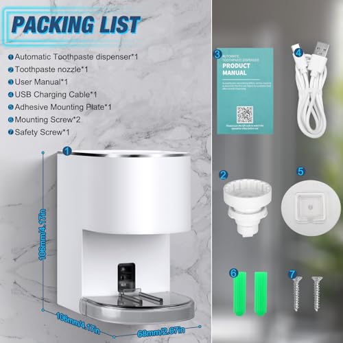 image for Monstake Automatic Toothpaste Dispenser Wall Mounted: White Electric 6